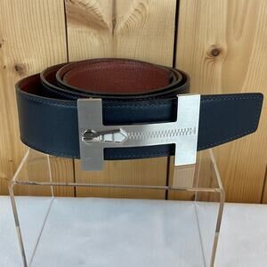 Hermes Belt, 100cm - Black/Brown Reversible w/ Silver H Buckle
